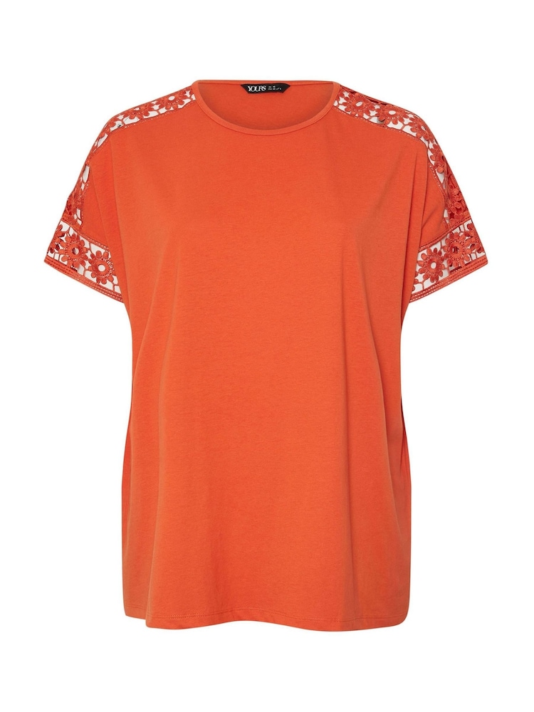 Alaranjado - Camiseta Yours Curve Boxy Crochet Insert - Imagem 5 de 5