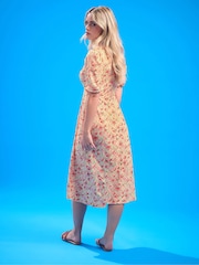 PixieGirl Petite Pink Frill Neck Tie Front Mini Dress - Image 2 of 5