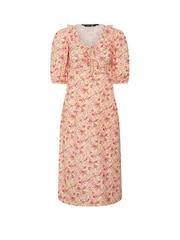 PixieGirl Petite Pink Frill Neck Tie Front Mini Dress - Image 4 of 5