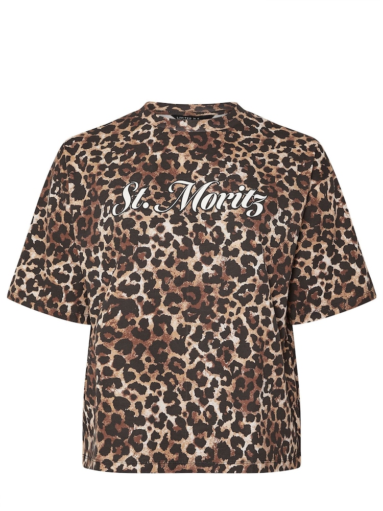 Yours Curve Black Limited Leopard Print T-Shirt - Image 6 of 6