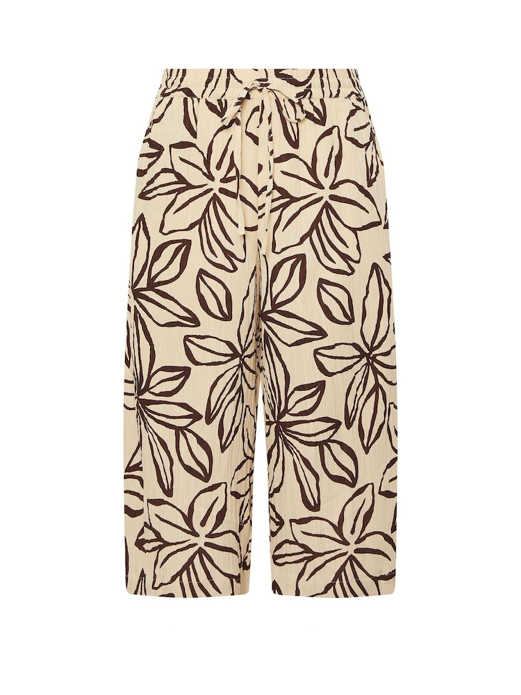 Yours Curve Brown Crinkle Cropped Trousers - Image 5 of 5