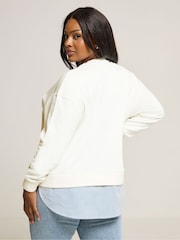 Yours Curve Natural Monaco Detail Sweatshirt Shirt - Image 3 of 5
