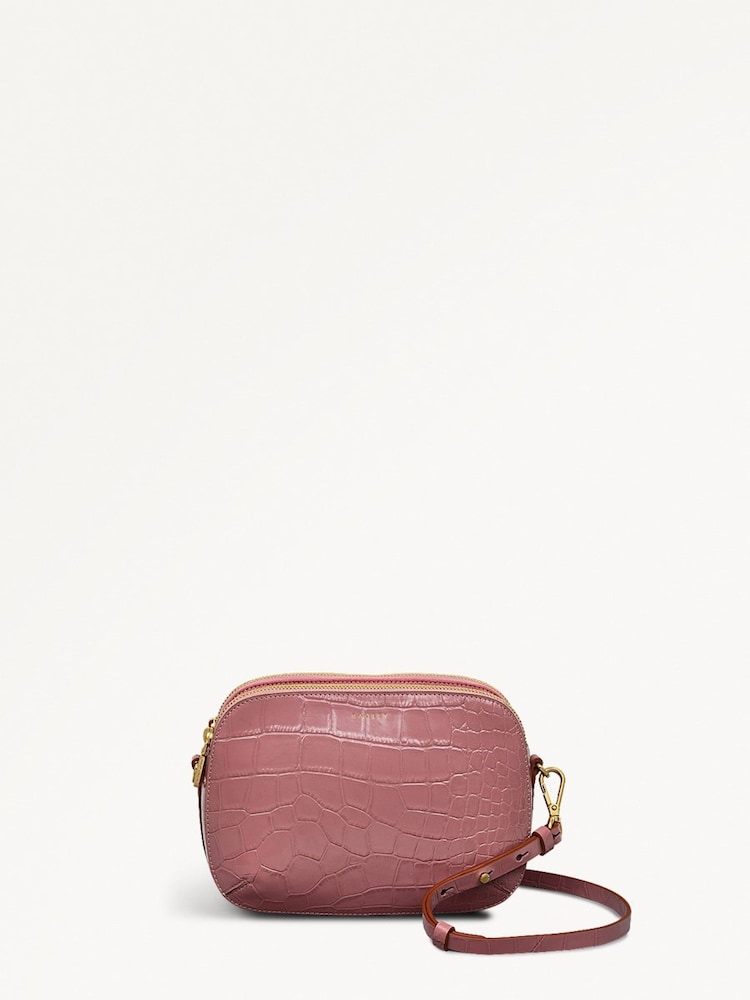 Radley Medium Pink Dukes Place Faux Croc Zip Top Cross-Body Bag - Image 1 of 5