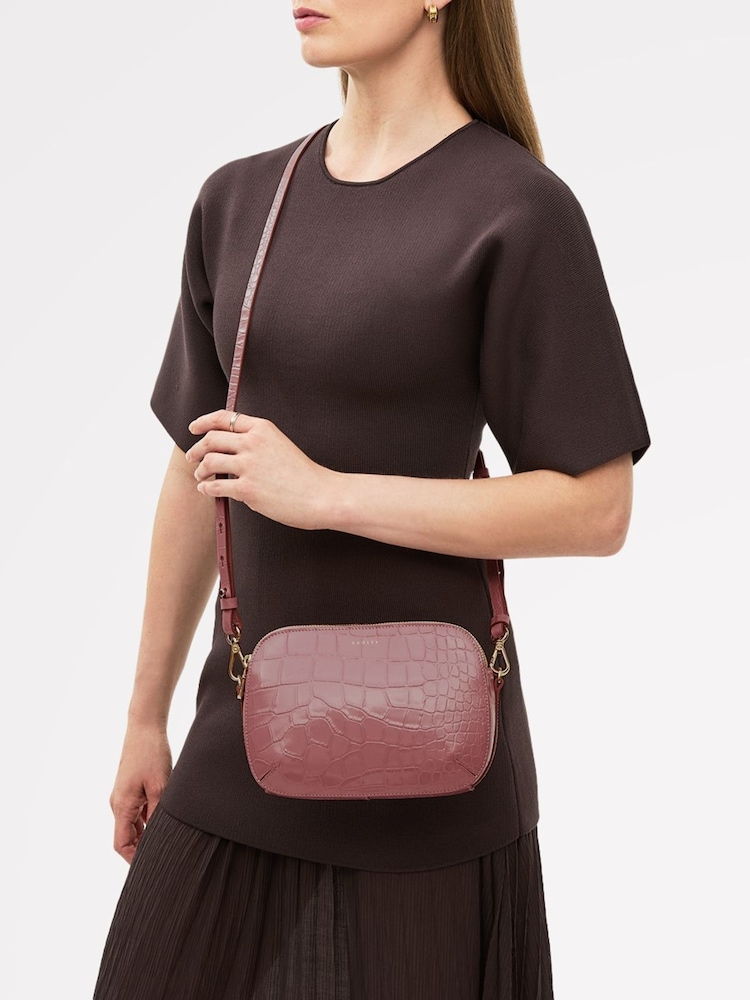 Radley Medium Pink Dukes Place Faux Croc Zip Top Cross-Body Bag - Image 5 of 5