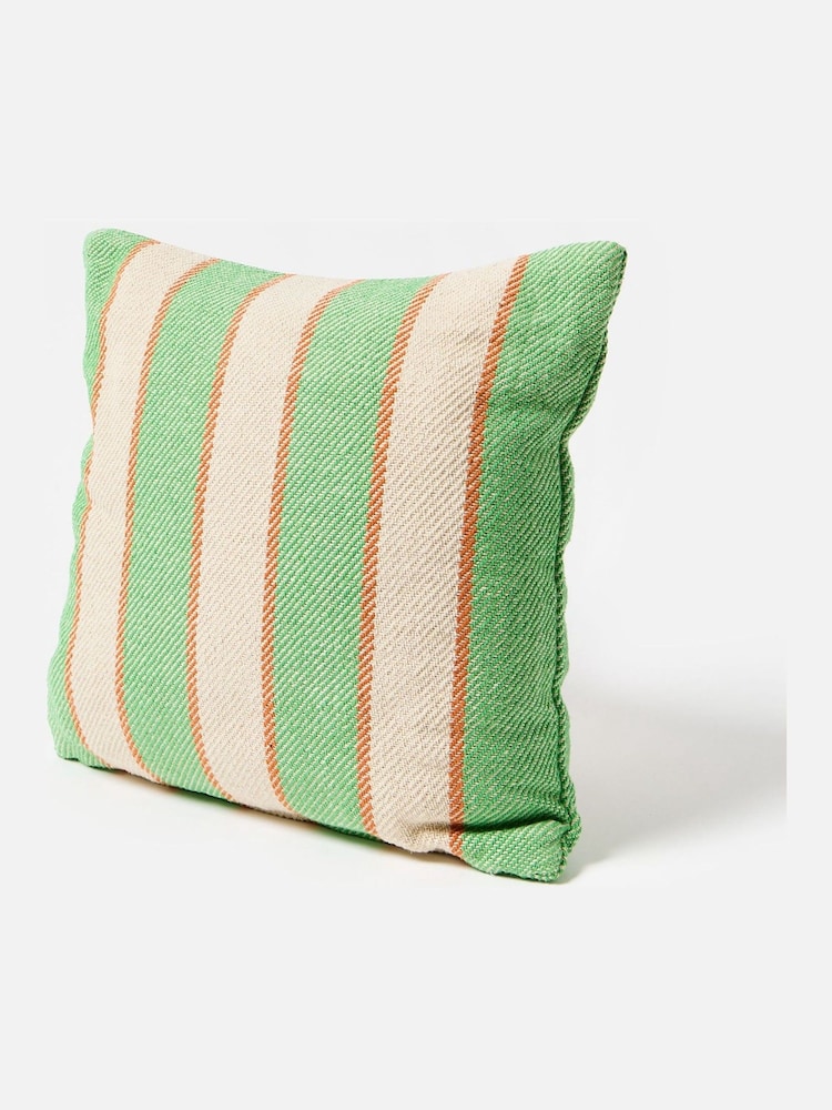 Oliver Bonas Green/White Woven Stripe Cushion Cover - Image 1 of 3
