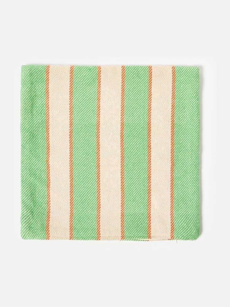 Oliver Bonas Green/White Woven Stripe Cushion Cover - Image 3 of 3