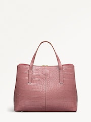 Radley Medium Pink Dukes Place Faux Croc Zip Top Grab Bag - Image 2 of 4