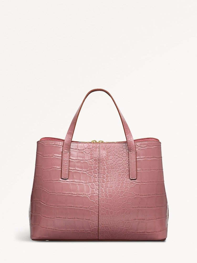 Radley Medium Pink Dukes Place Faux Croc Zip Top Grab Bag - Image 2 of 4