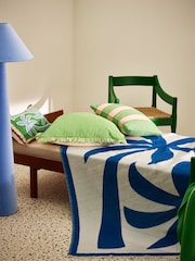 Oliver Bonas Blue Palmier Reversible Jacquard Throw - Image 1 of 6