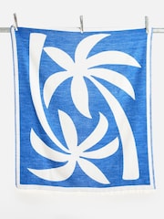 Oliver Bonas Blue Palmier Reversible Jacquard Throw - Image 3 of 6