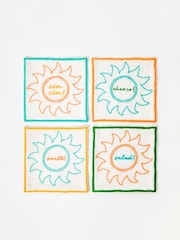 Oliver Bonas Set of 4 White Sol Embroidered Cocktail Napkins - Image 2 of 5