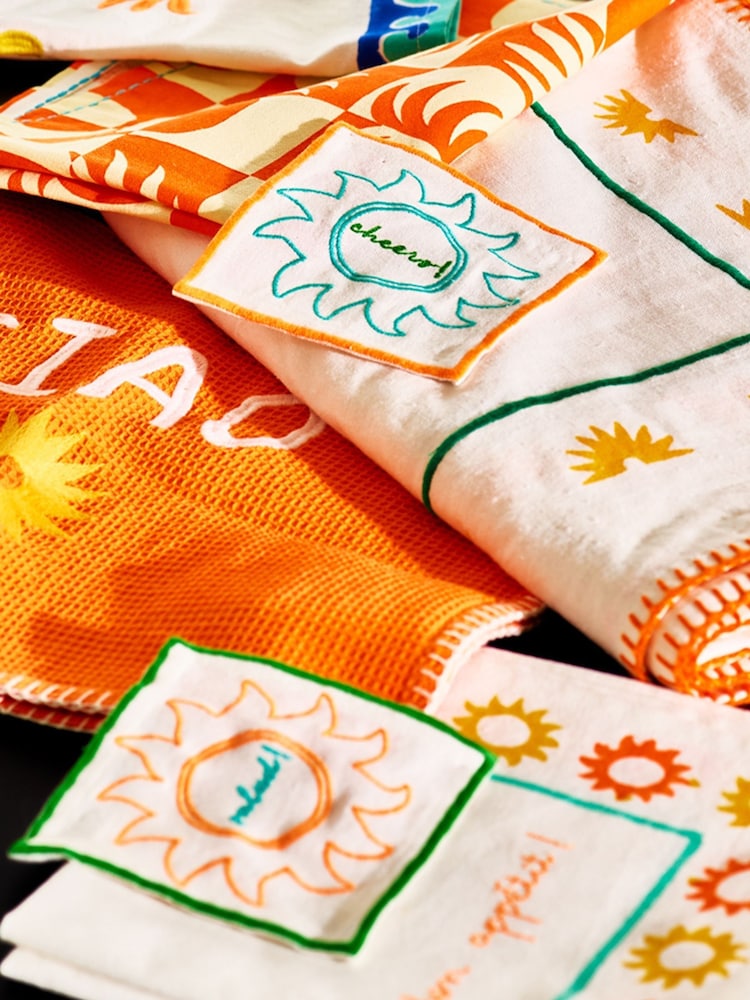 Oliver Bonas Set of 4 White Sol Embroidered Cocktail Napkins - Image 5 of 5