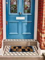 Oliver Bonas Black Pineapple Chequerboard Doormat - Image 1 of 4