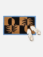 Oliver Bonas Black Pineapple Chequerboard Doormat - Image 2 of 4