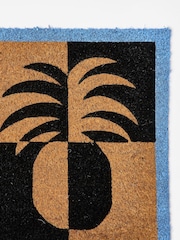 Oliver Bonas Black Pineapple Chequerboard Doormat - Image 3 of 4
