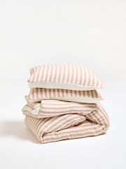 Oliver Bonas Pink Stripe Muslin Bedlinen Set King - Image 3 of 6