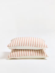 Oliver Bonas Pink Stripe Muslin Bedlinen Set King - Image 6 of 6