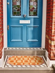 Oliver Bonas Orange Sun Chequerboard Doormat - Image 1 of 4