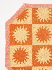 Oliver Bonas Orange Sun Chequerboard Doormat - Image 3 of 4
