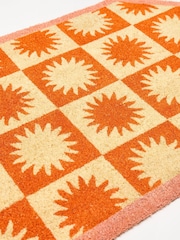 Oliver Bonas Orange Sun Chequerboard Doormat - Image 4 of 4