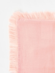 Oliver Bonas Pink Reversible Fringed Cushion Cover - Image 4 of 6