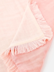Oliver Bonas Pink Reversible Fringed Cushion Cover - Image 5 of 6