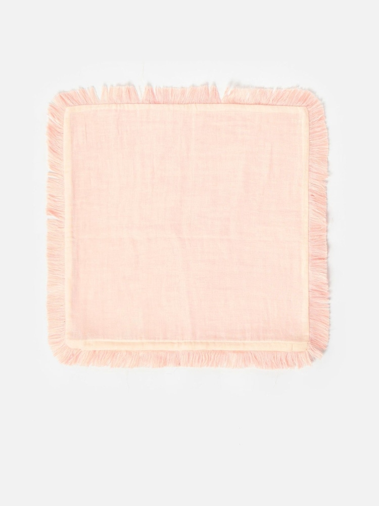 Oliver Bonas Pink Reversible Fringed Cushion Cover - Image 6 of 6