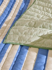 Oliver Bonas Green/Blue Quilted Stripe Bedspread - Image 3 of 6
