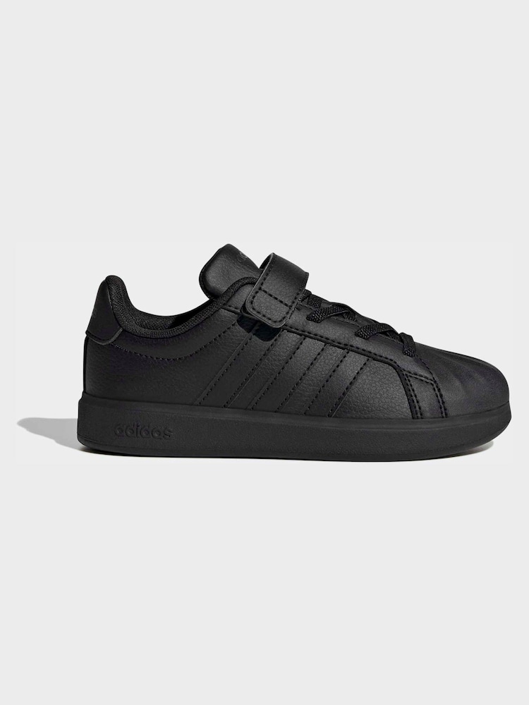 adidas Black Street Talk Elastic Lace Kids Trainers - Image 1 of 10 adidas Black Street Talk Elastic Lace Kids Trainers - Image 1 of 10