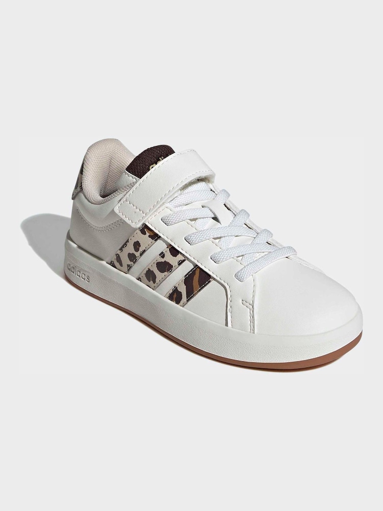 adidas White Grand Court 3.0 Elastic Lace Kids Trainers - Image 2 of 10 adidas White Grand Court 3.0 Elastic Lace Kids Trainers - Image 2 of 10