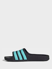 adidas Black/Blue Adilette Kids Swim Sandals - Image 2 of 10