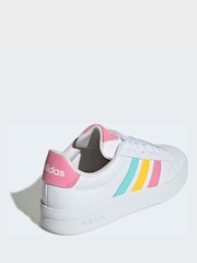 adidas White/Multi Grand Court 3.0 Junior Trainers - Image 4 of 9