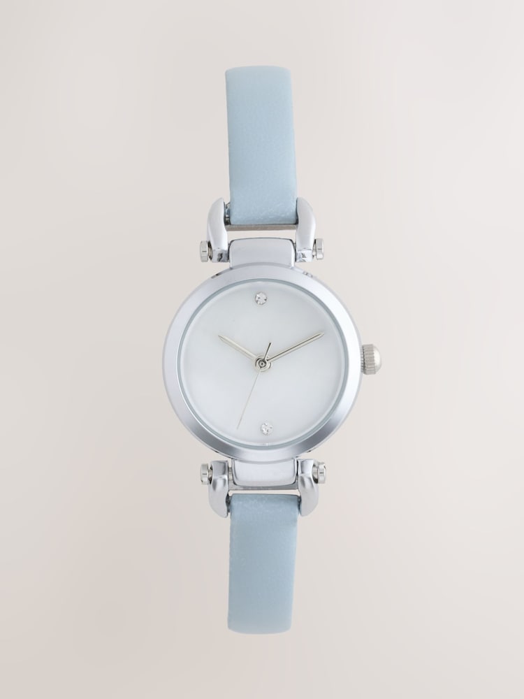 Blue Pearlised Effect Round Dial Watch - Image 1 of 3