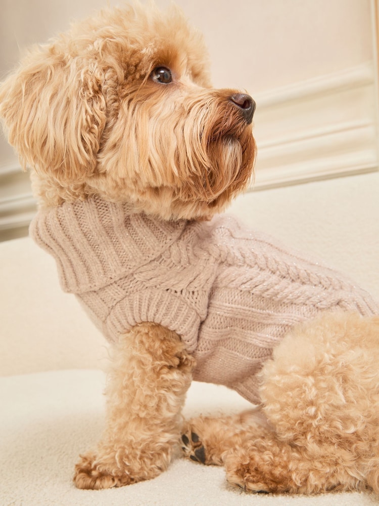 Creme - Suéter canelado brilhante para cães Lipsy - Imagem 2 de 8