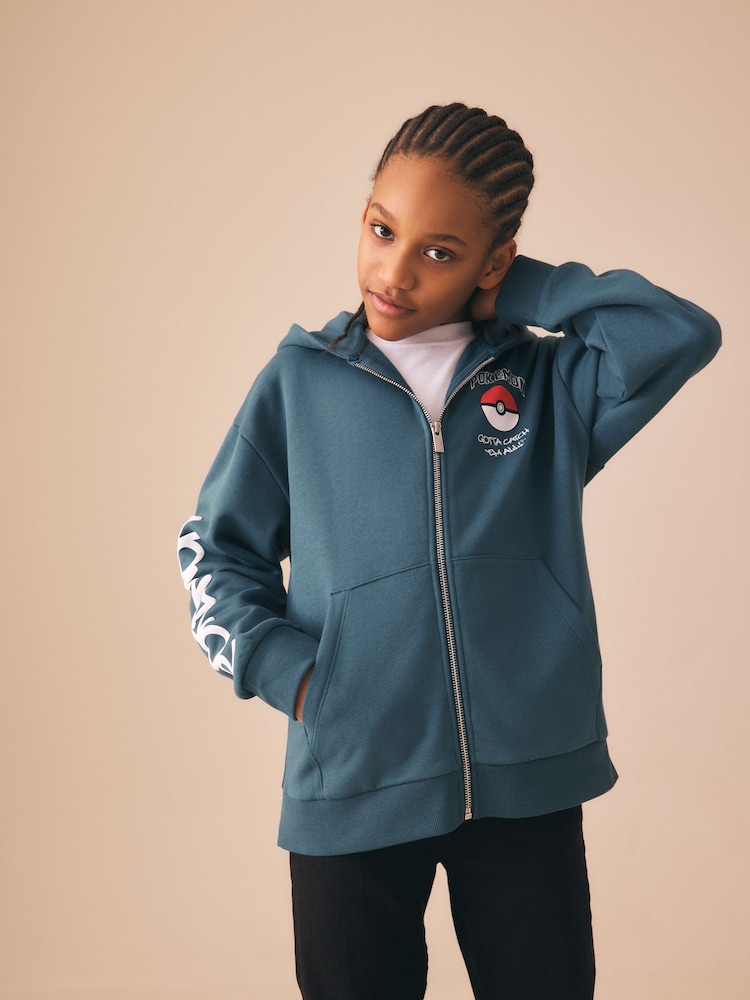 Verde azulado - Pokemon Zip Through Hoodie (4-16yrs) - Imagen 2 de 3 Verde azulado - Pokemon Zip Through Hoodie (4-16yrs) - Imagen 2 de 3