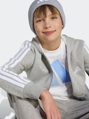 adidas Grey Essentials Full Zip Kids Hoodie - Image 3 of 7