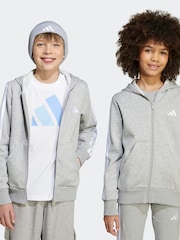 adidas Grey Essentials Full Zip Kids Hoodie - Image 9 of 9