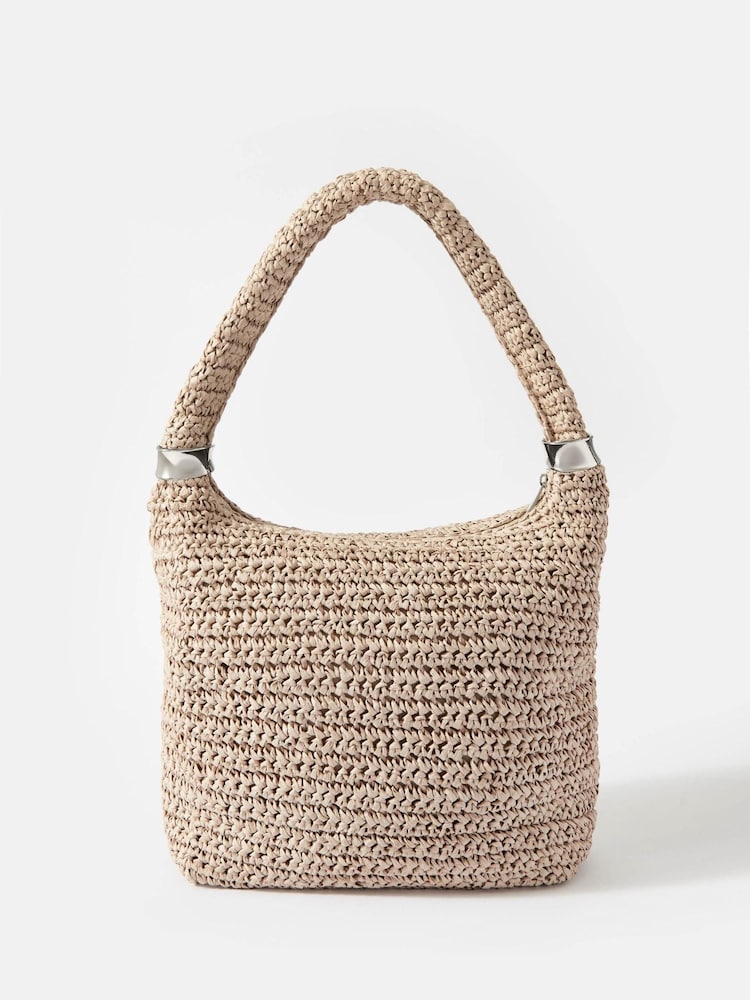 Mint Velvet White Woven Shoulder Bag - Image 1 of 4