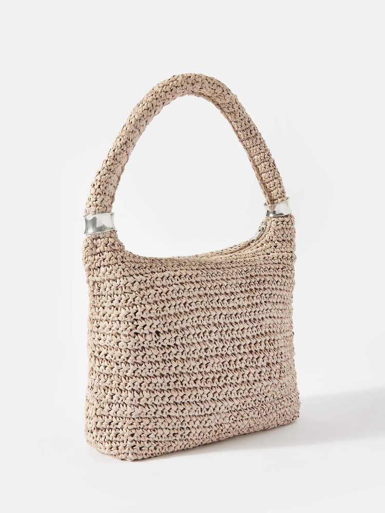 Mint Velvet White Woven Shoulder Bag - Image 2 of 4 Mint Velvet White Woven Shoulder Bag - Image 2 of 4