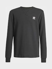 שחור - adidas Originals Waffle Long Sleeved Top - תמונה 6 מתוך 6