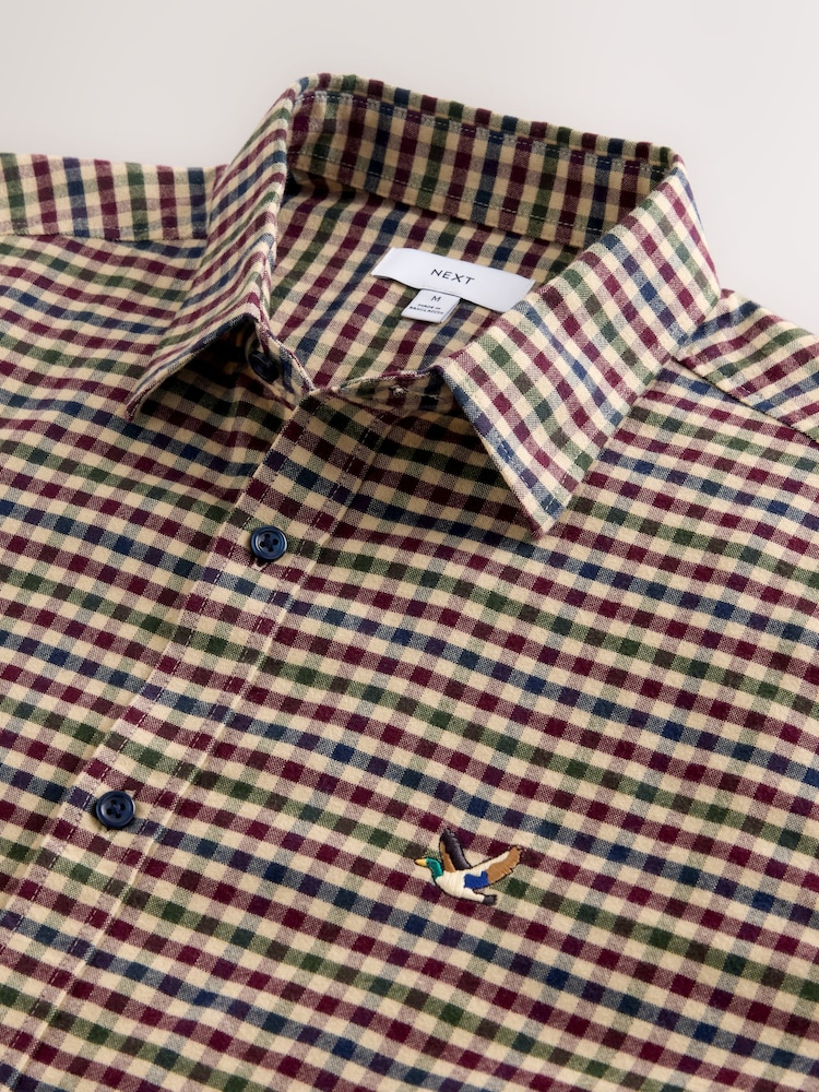 Neutral Brushed Long Sleeve Check Shirt - Image 2 of 3 Neutral Brushed Long Sleeve Check Shirt - Image 2 of 3