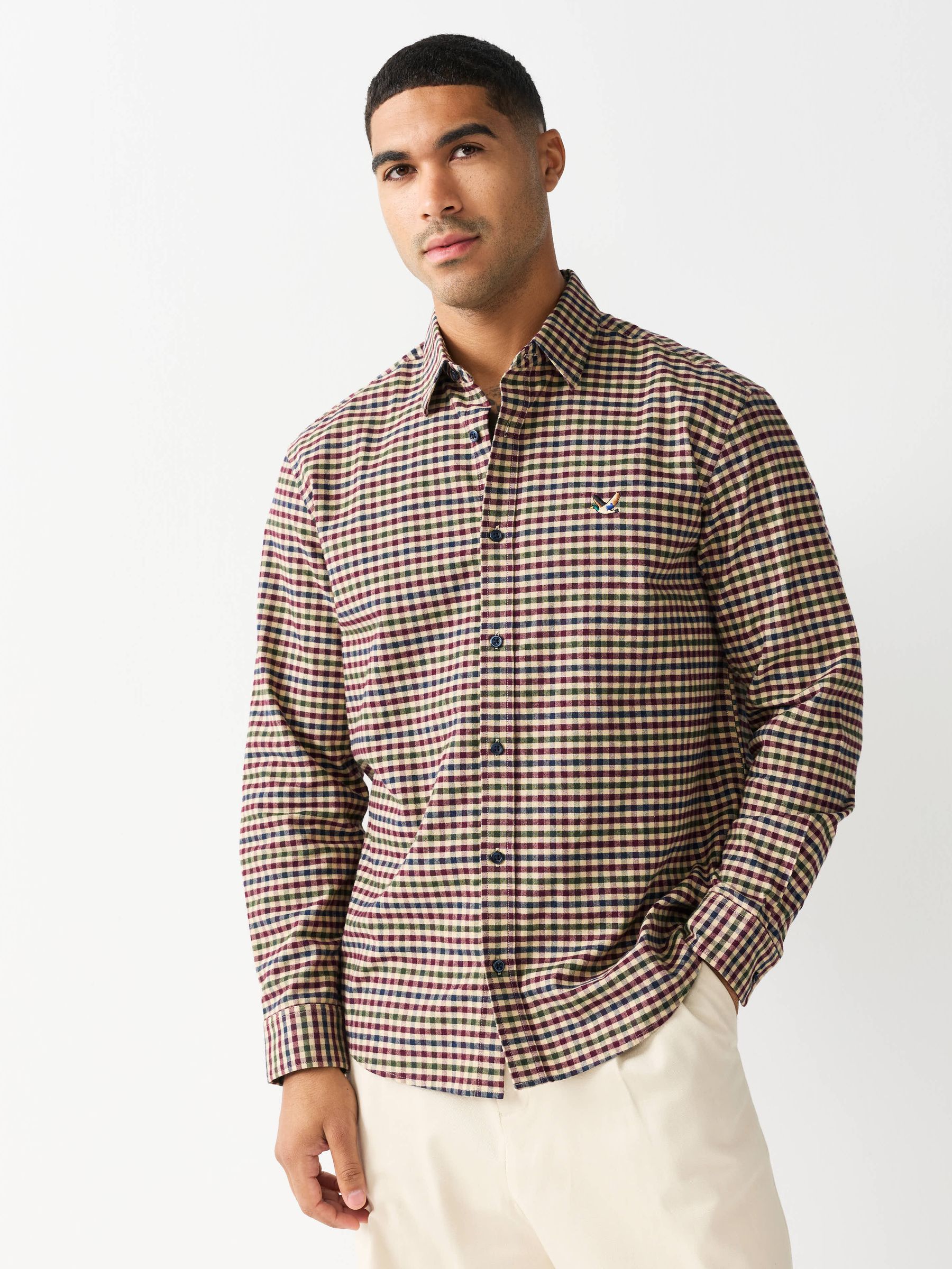 Buy Neutral Embroidered Soft Touch Oxford Long Sleeve Shirt from