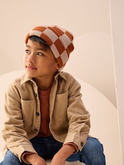 Rust Orange Check Beanie Hat (1-16yrs) - Image 2 of 2