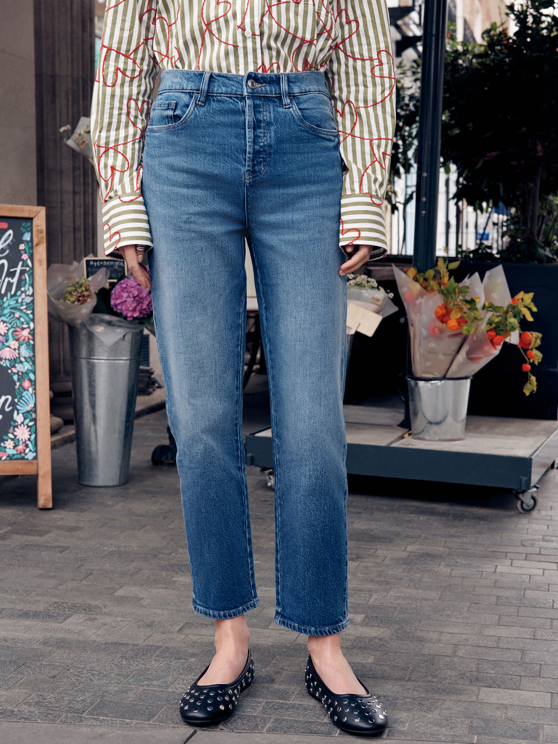 Buy Mid Blue Stovepipe Straight Leg Jeans from Next USA
