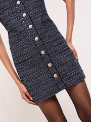 Lipsy Boucle Button Through Short Sleeve Shift Dress - صورة 1 من 5