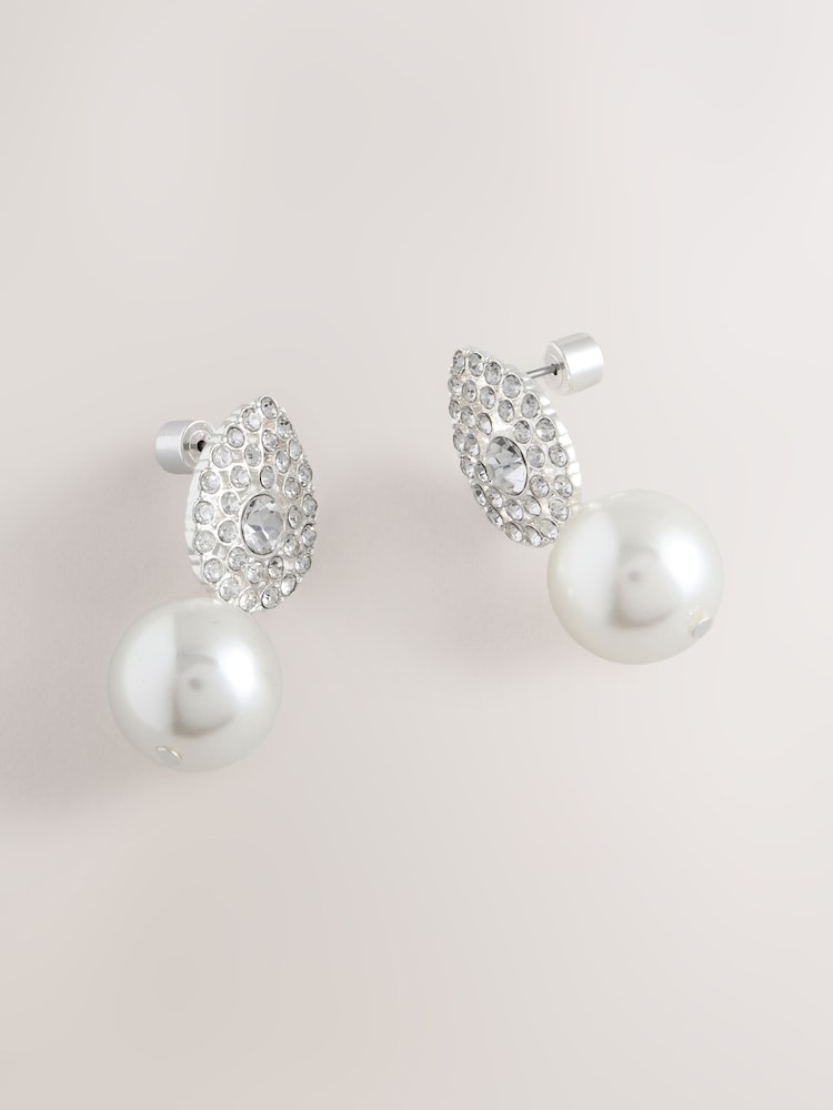 Gun Metal Sparkle Pearl Effect Stud Earrings - Image 3 of 3 Gun Metal Sparkle Pearl Effect Stud Earrings - Image 3 of 3