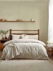 Yard Natural Holme Stripe Brushed Cotton Duvet Cover Set - Image 1 of 3