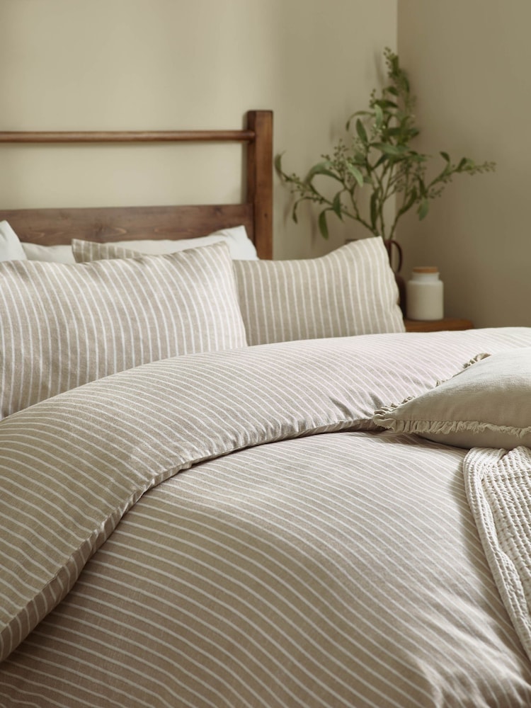 Yard Natural Holme Stripe Brushed Cotton Duvet Cover Set - Image 2 of 3