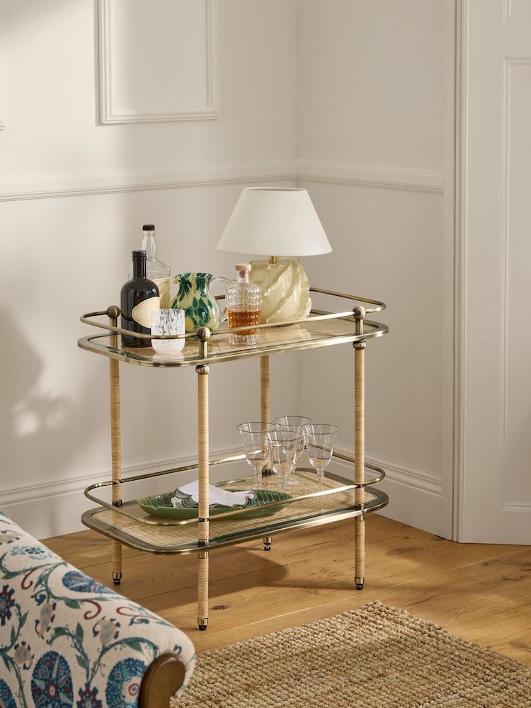 Nina Campbell Antique Brass Sagano Drinks Table - Image 1 of 7 Nina Campbell Antique Brass Sagano Drinks Table - Image 1 of 7