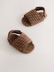 Maro-arămiu Maro - Woven Suede Touch Fastening Baby Sandals (0-2mths) - Imaginea 1 din 5